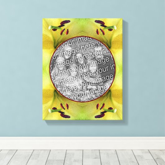 Yellow Lily Flower Lijst Creëer Uw eigen foto Canvas Afdruk (Insitu (Houten vloer))