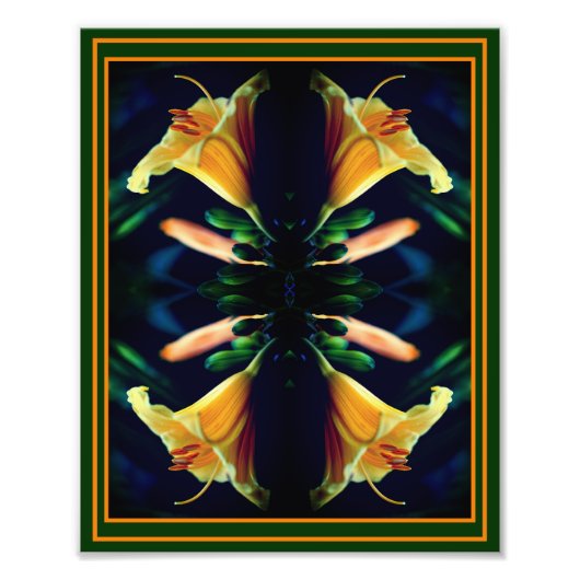 Yellow Lily Flower Mirror Abstract 8x10 Foto Afdruk (Voorkant)