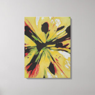 Yellow Lily flower oorspronkelijke kleurrijke abst Canvas Afdruk