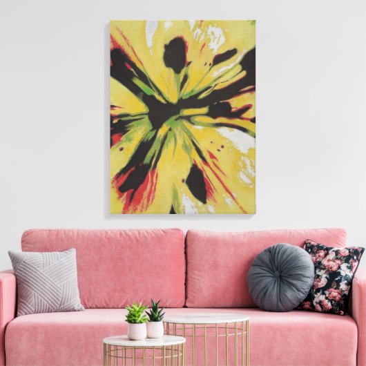 Yellow Lily flower oorspronkelijke kleurrijke abst Canvas Afdruk (Insitu (Woonkamer))