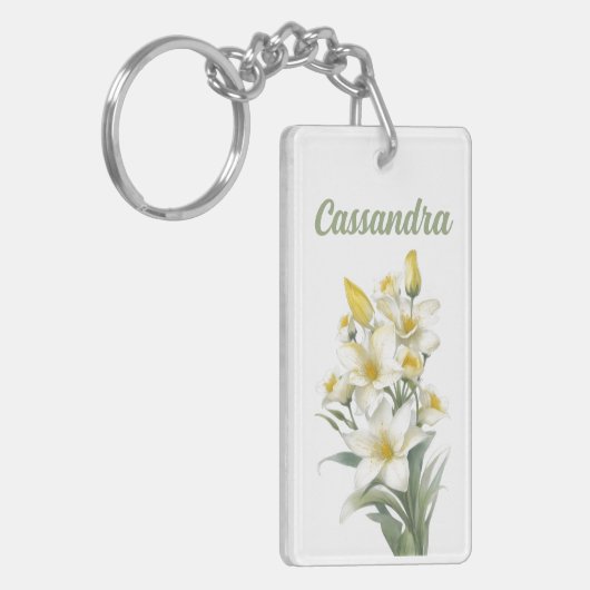 Yellow Lily Flowers Personalized Sleutelhanger (Voorkant Links)