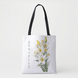 Yellow Lily Flowers Personalized Tote Bag