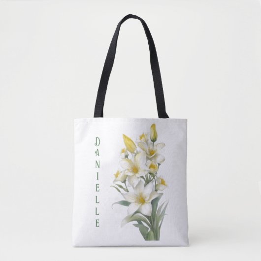 Yellow Lily Flowers Personalized Tote Bag (Voorkant)
