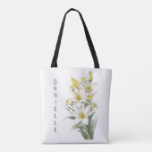 Yellow Lily Flowers Personalized Tote Bag (Achterkant)