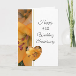 Yellow Lily Gepersonaliseerd 55th Wedding Jubileum Kaart