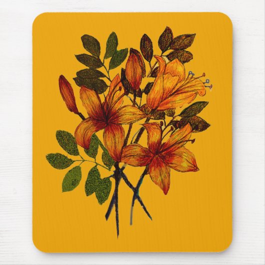 Yellow Lily Print on Mousepad Muismat (Voorkant)