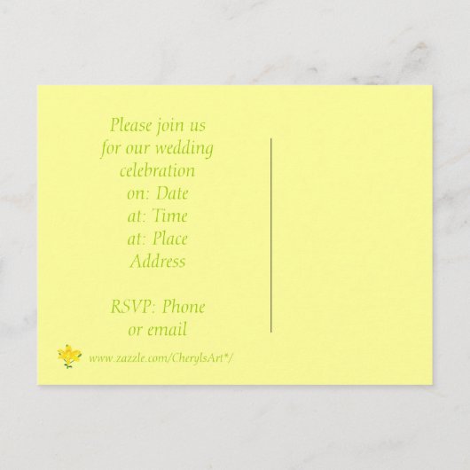  Yellow Lily Wedding Invitation Briefkaarten (Achterkant)