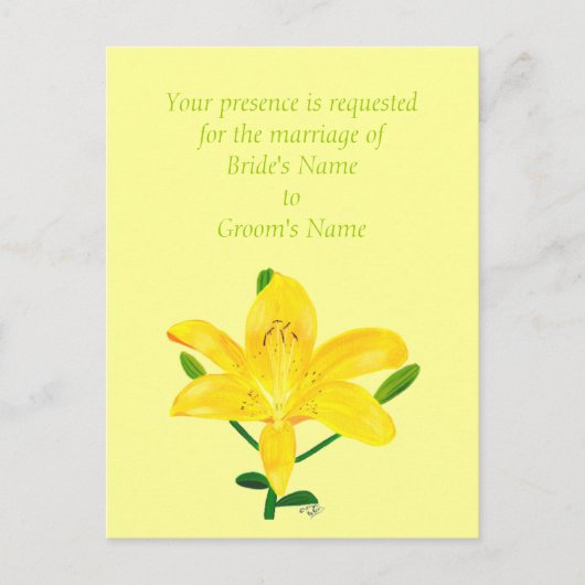  Yellow Lily Wedding Invitation Briefkaarten (Voorkant)