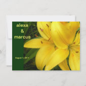 Yellow Lily Wedding Invitation Kaart (Achterkant)