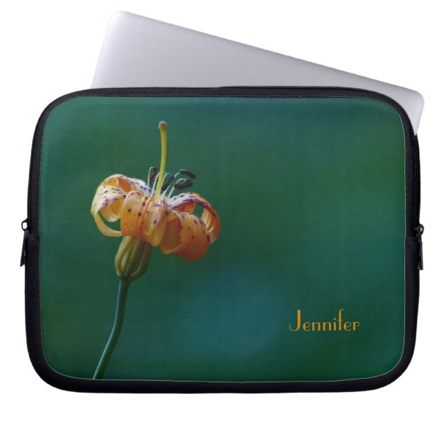 Yellow Lily Wildflower, naam, Floral Computer Laptop Sleeve (Voorkant)