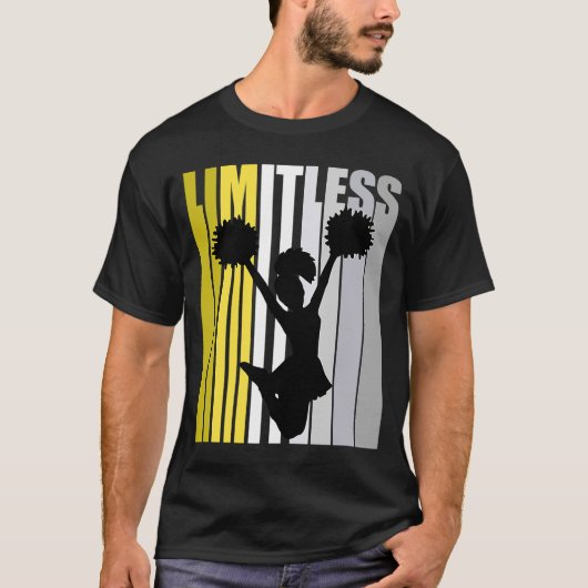 Yellow Limitless Cheerleading Birthday Cute Retro T-shirt (Voorkant)