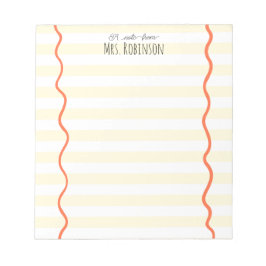 Yellow Line Personalized Teacher Notepad Notitieblok