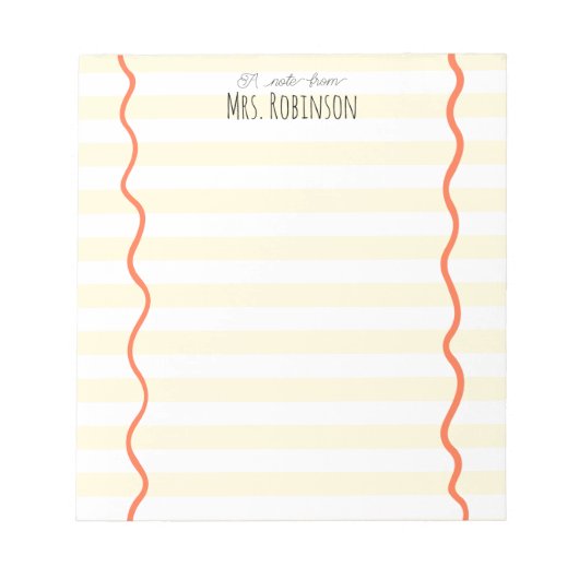 Yellow Line Personalized Teacher Notepad Notitieblok (Voorkant)