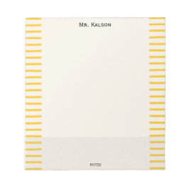 Yellow Lines Elegant Frame Teacher Notepad Notitieblok