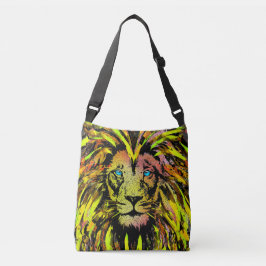 Yellow Lion Head Artwork - Lion Illustratie Crossbody Tas