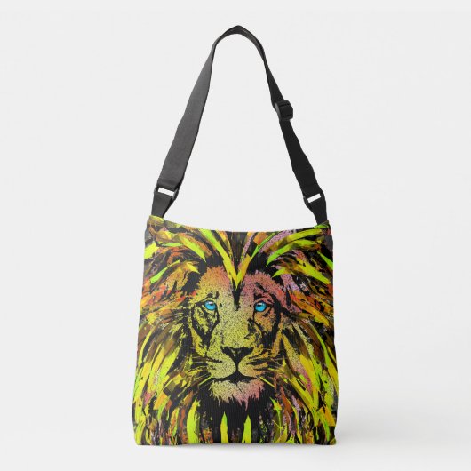 Yellow Lion Head Artwork - Lion Illustratie Crossbody Tas (Voorkant)