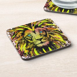 Yellow Lion Head - Lion Face Beverage Coaster Bier Onderzetter