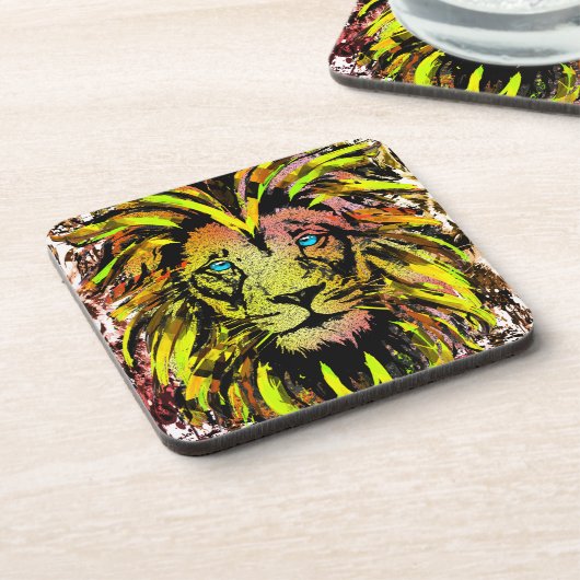 Yellow Lion Head - Lion Face Beverage Coaster Bier Onderzetter (Linkerzijde)