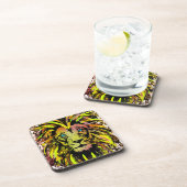 Yellow Lion Head - Lion Face Beverage Coaster Bier Onderzetter (Rechterzijde)