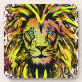 Yellow Lion Head - Lion Face Beverage Coaster Bier Onderzetter (Voorkant)