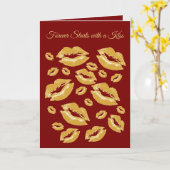 Yellow Lip Print Flirtatious Fun Kaart (Gele Bloem)