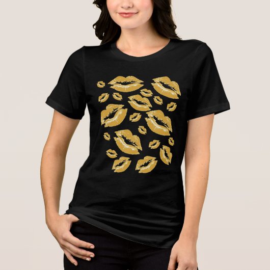 Yellow Lip Print Flirtatious Fun Tri-Blend Shirt (Voorkant)