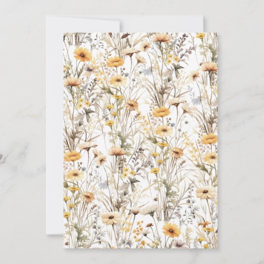 Yellow Little Wildflower Baby shower Kaart (Achterkant)