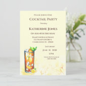 Yellow Long Island Tea Birthday Cocktail Party Kaart (Staand voorkant)