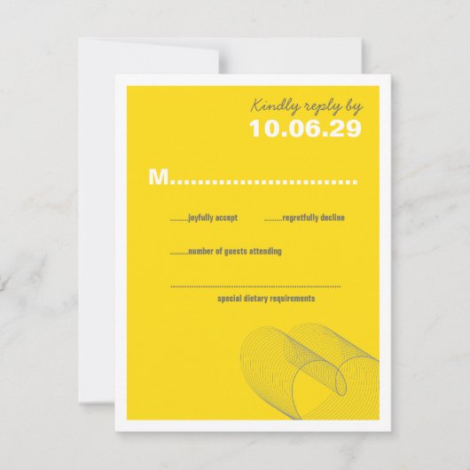 Yellow Loopy Love Lines Wedding RSVP Kaart (Voorkant)