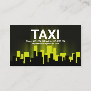 Yellow Luminous City Skyline Taxi-driver Visitekaartje