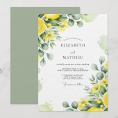 Yellow Lush Botanical Wedding Kaart (Voorkant / Achterkant)