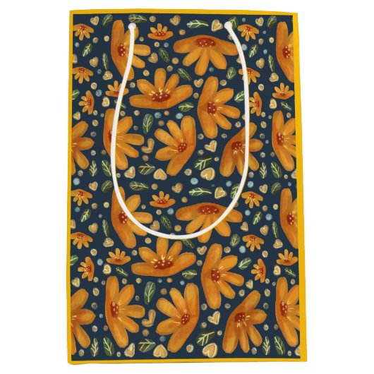 Yellow Luxe Florals Medium Cadeauzakje (Voorkant)