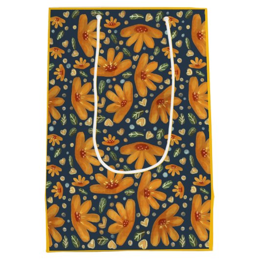 Yellow Luxe Florals Medium Cadeauzakje (Achterkant)