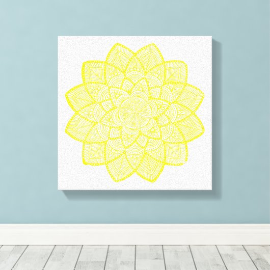 YELLOW MANDALA CANVAS AFDRUK (Insitu (Houten vloer))