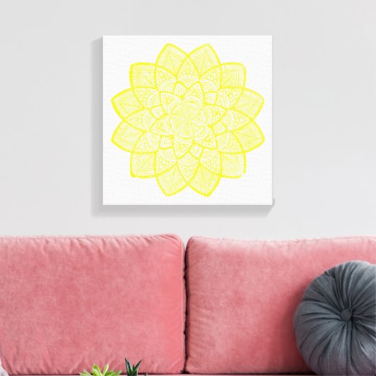 YELLOW MANDALA CANVAS AFDRUK (Insitu (Woonkamer))