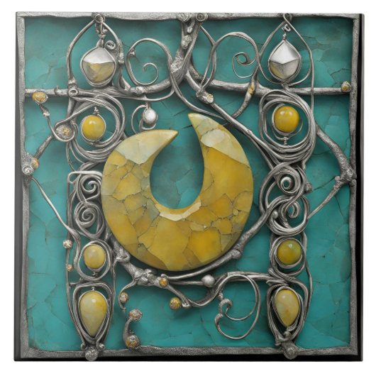 Yellow Marble Metal Art Sculptured  Tegeltje (Voorkant)