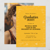 Yellow Math Hand-Lettering Photo Graduation Kaart (Voorkant / Achterkant)