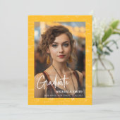 Yellow Math Handwritten Script Photo Graduation Aankondiging (Staand voorkant)