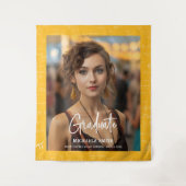 Yellow Math Handwritten Script Photo Graduation Wandkleed (Voorkant)