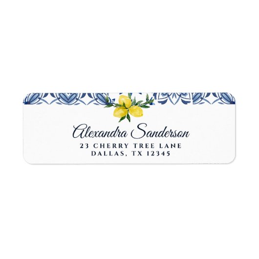 Yellow Mediterranean Lemon Retouradres Etiket (Voorkant)