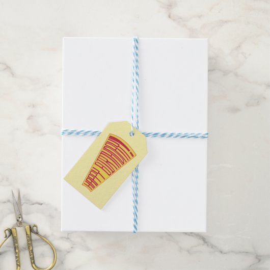 Yellow Mega Phone Happy Birthday Cadeau Labels Cadeaulabel (Met Touw)