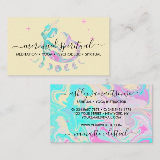 Yellow Mermaid Moon Spiritueel Zodiac Ombre Visitekaartje (Voorkant / Achterkant)