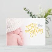 Yellow Merry Alles kerstfoto Feestdagenkaart (Staand voorkant)