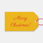Yellow Merry Christmas Gift Tag Cadeaulabel (Voorkant (Horizontaal))