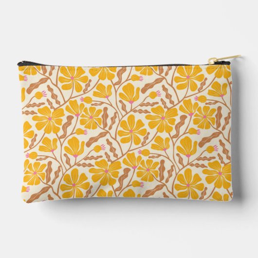 Yellow Mid-Century Modern Floral Pattern Etui (Achterkant)