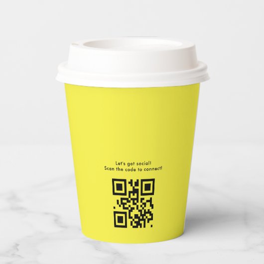 Yellow Minimalist Logo QR Code Company Swag Papieren Bekers (Achterkant)