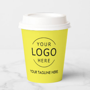 Yellow Minimalist Logo QR Code Company Swag Papieren Bekers