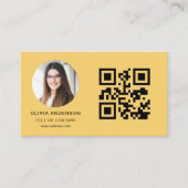 Yellow Minimalist Modern Photo with QR Code Visitekaartje (Voorkant)