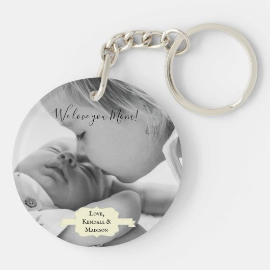 Yellow Minimalist Photo Moederdag Sleutelhanger (Achterkant)