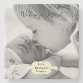 Yellow Minimalist Photo Moederdag Stone Onderzette Stenen Onderzetter (Voorkant)